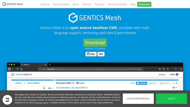 Gentics-Mesh API koppeling