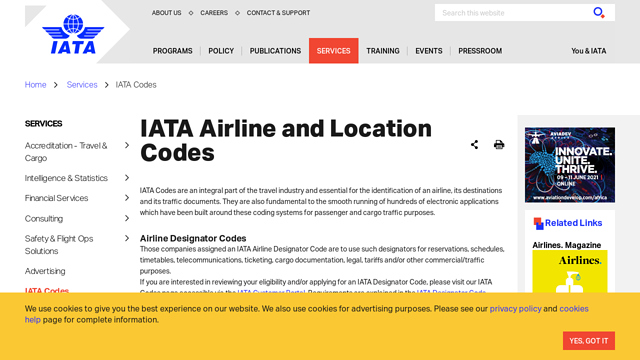 IATA-Codes API koppeling