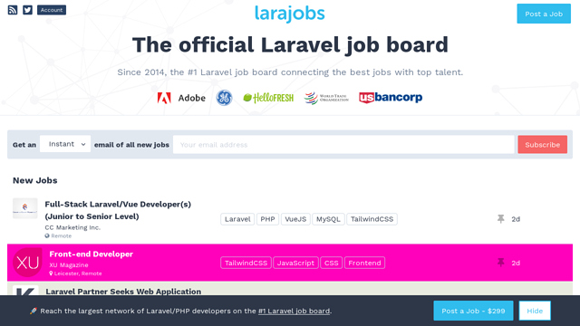 Larajobs API koppeling